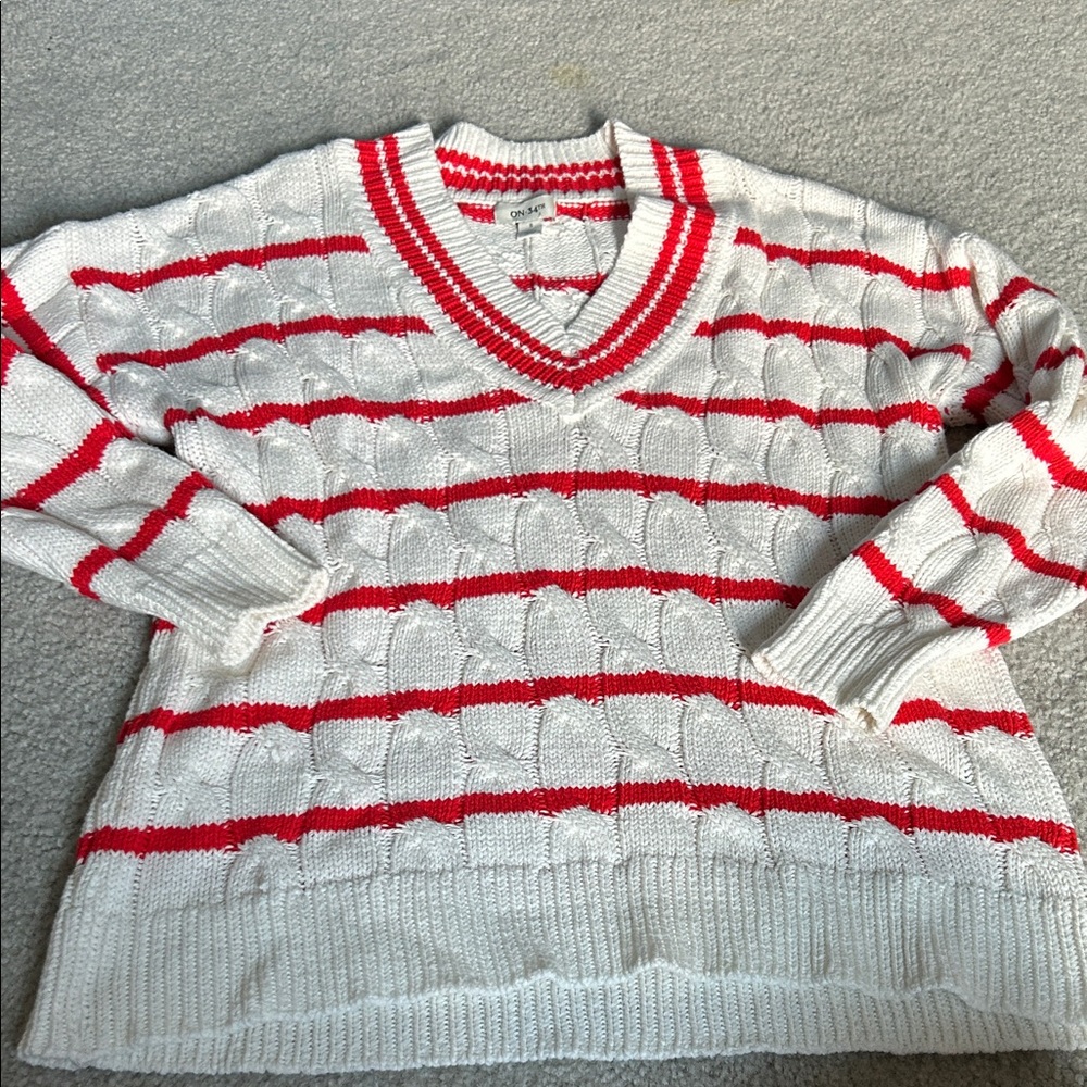 Striped v neck sweater